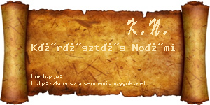 Körösztös Noémi névjegykártya